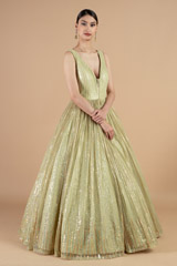 Mint sequin embellished gown