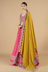 Pink Embroidered Lehenga With Yellow Scalloped DupattaDSC08450