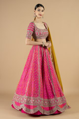 Pink Embroidered Lehenga With Yellow Scalloped DupattaDSC08453