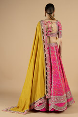 Pink Embroidered Lehenga With Yellow Scalloped DupattaDSC08456