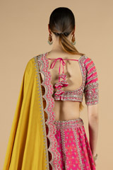 Pink Embroidered Lehenga With Yellow Scalloped DupattaDSC08457