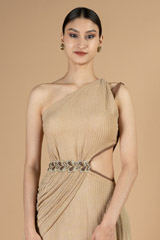 One shoulder gown with embroidery on waistDSC08855