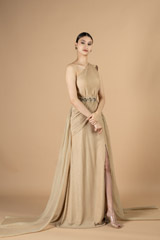 One shoulder gown with embroidery on waistDSC08860