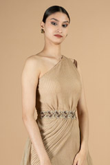 One shoulder gown with embroidery on waistDSC08861