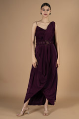 Draped saree gown style dress with waist belt
