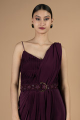 Draped saree gown style dress with waist beltDSC08844
