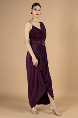 Draped saree gown style dress with waist beltDSC08847