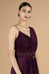 Draped saree gown style dress with waist beltDSC08848