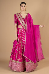 Rani pink banarasi lehenga set