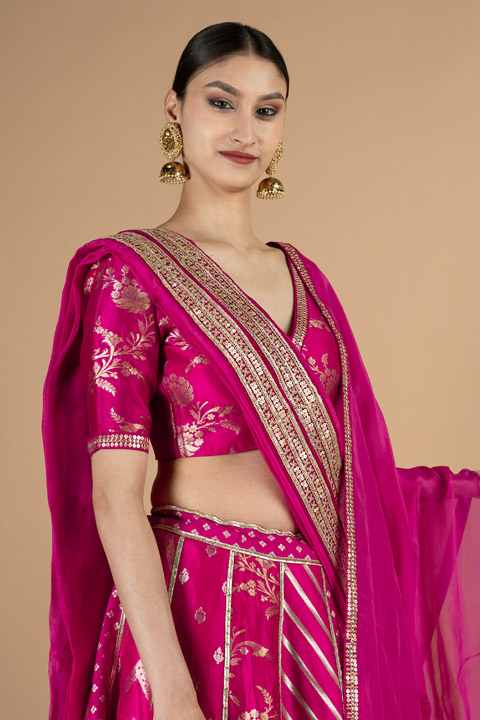 Rani pink banarasi lehenga setDSC08778