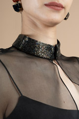 Black organza cape with stand collarDSC09784