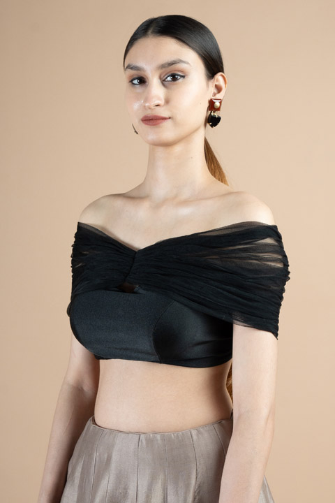 Off the shoulder black cape