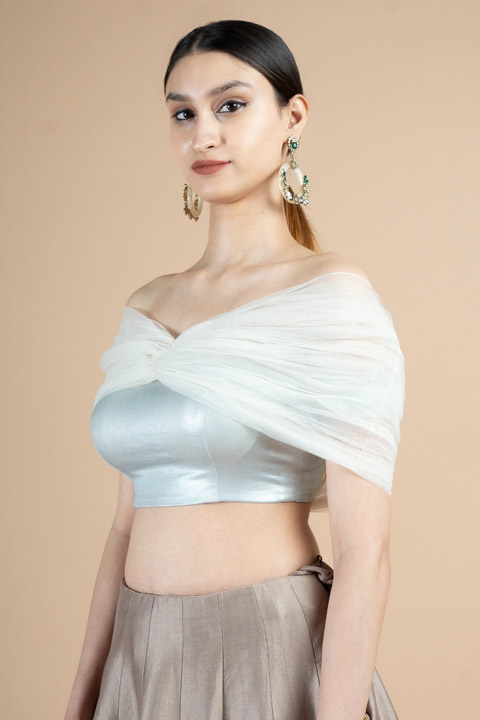 Off the shoulder white cape