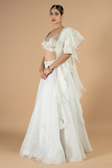 Off White Brocade Lehenga SetDSC09001