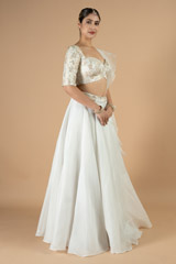 Off White Brocade Lehenga SetDSC09002