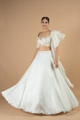 Off White Brocade Lehenga SetDSC09005