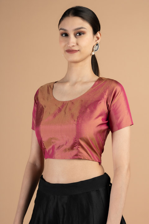 Brown elbow length sleeve blouse