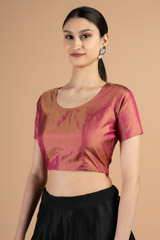 Brown elbow length sleeve blouseDSC00882