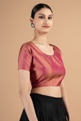 Brown elbow length sleeve blouseDSC00884