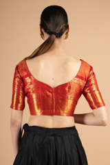 Round sweetheart neckline orange blouseDSC00849