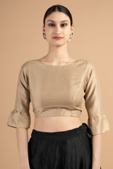 Beige V neck back blouseDSC00841