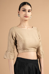 Beige V neck back blouseDSC00844