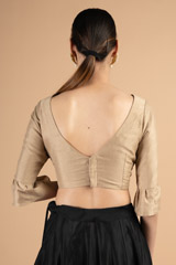 Beige V neck back blouseDSC00845