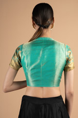 V neck blouse golden emboridered sleeveDSC00940