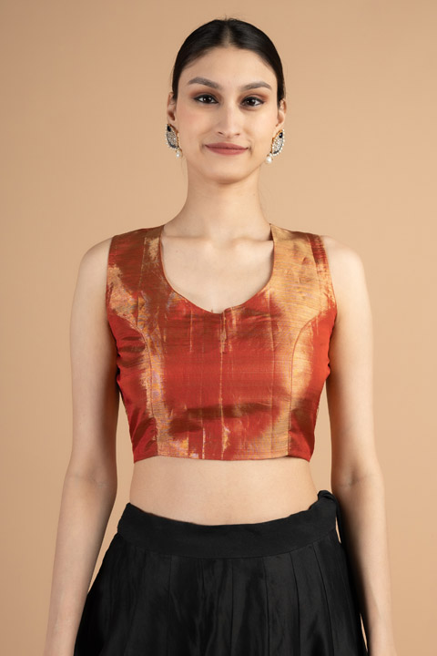 Brown sleeveless blouse