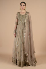 Embellished net anarkali with dupatta