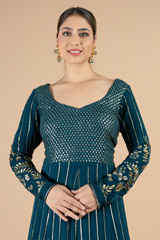 Mid night blue full sleeve anarkali gownDSC09275