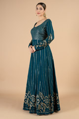 Mid night blue full sleeve anarkali gownDSC09277