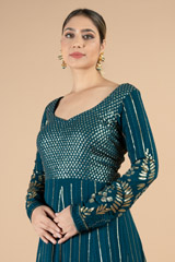 Mid night blue full sleeve anarkali gownDSC09278