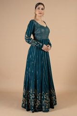 Mid night blue full sleeve anarkali gownDSC09280