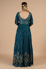 Mid night blue full sleeve anarkali gownDSC09282