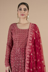 Red heavy embroidered anarkali with dupattaDSC09312