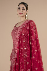 Red heavy embroidered anarkali with dupattaDSC09313