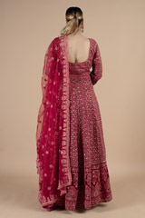 Red heavy embroidered anarkali with dupattaDSC09322