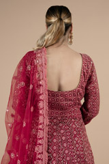 Red heavy embroidered anarkali with dupattaDSC09323