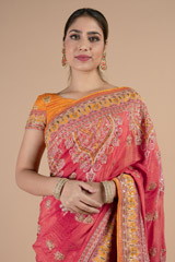 Pink saree with white thread embroidery and yellow blouse setDSC09430