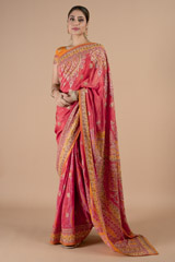Pink saree with white thread embroidery and yellow blouse setDSC09433