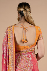 Pink saree with white thread embroidery and yellow blouse setDSC09439