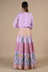 Lavender shirt with multi coloured thread embroidered skirtDSC08550