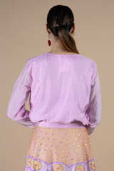 Lavender shirt with multi coloured thread embroidered skirtDSC08551