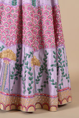 Lavender shirt with multi coloured thread embroidered skirtDSC08552