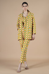 Printed jacket blouse and pant set