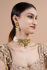 Green gold jade choker set