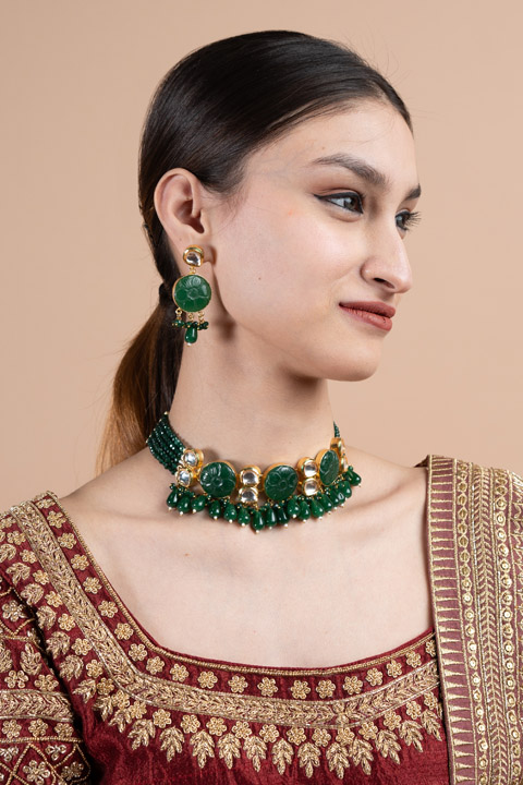 Emerald Green Antique Choker Set