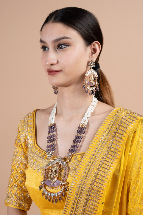 Purple Beaded Necklace Set