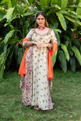 Pista Green Printed Crepe Kalidhar